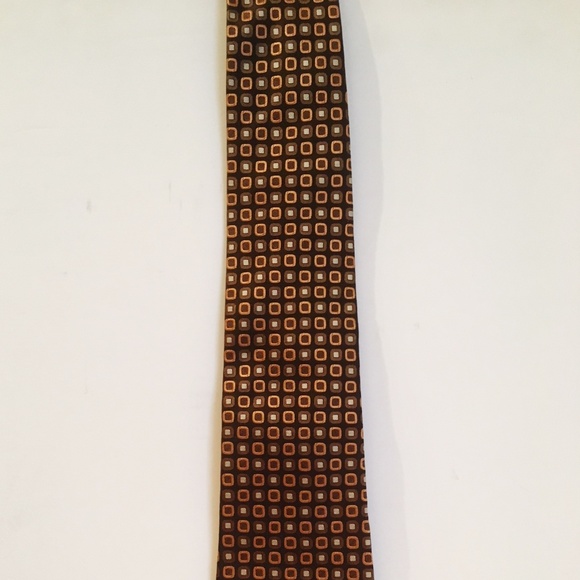 Alfani Neck Tie Copper Brown Dots Silk Modern - Picture 2 of 6